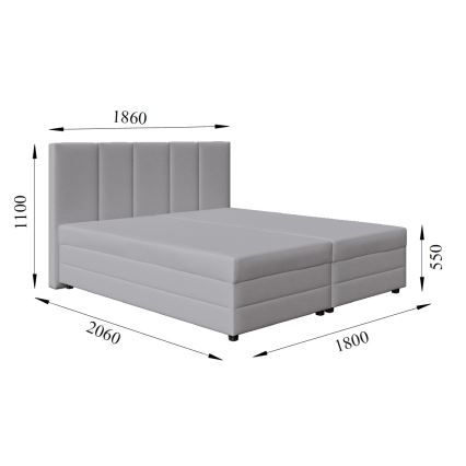 Oblazinjena postelja z vzmetnico in prostorom za shranjevanje ISABEL 180x200 svetlo siva