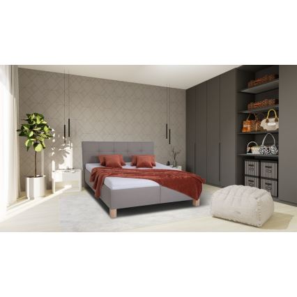Oblazinjena postelja z vzmetnico in prostorom za shranjevanje MARIA 160x200 cm taupe