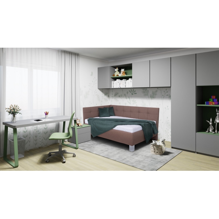 Oblazinjena postelja z vzmetnico in prostorom za shranjevanje MARIA PETITE 120x200 cm rjava