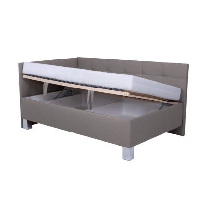 Oblazinjena postelja z vzmetnico in prostorom za shranjevanje MARIA PETITE 120x200 cm taupe