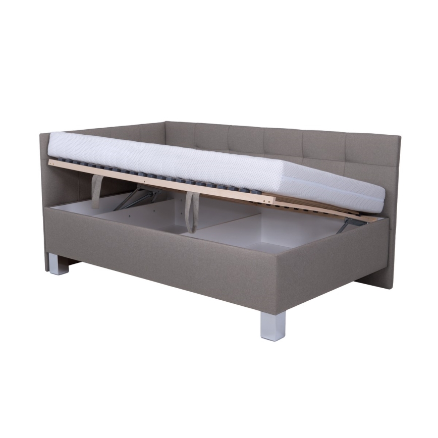 Oblazinjena postelja z vzmetnico in prostorom za shranjevanje MARIA PETITE 120x200 cm taupe
