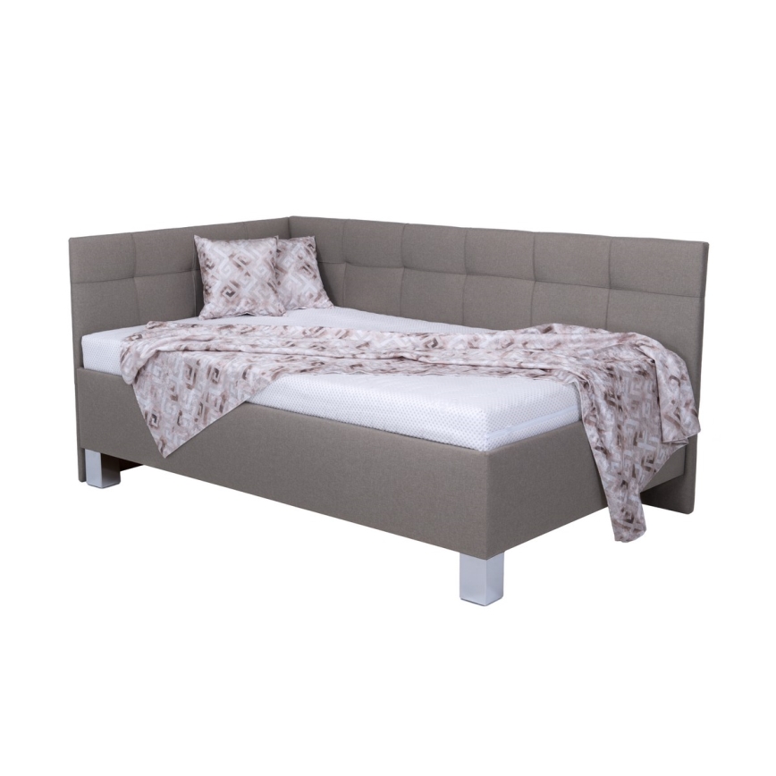 Oblazinjena postelja z vzmetnico in prostorom za shranjevanje MARIA PETITE 120x200 cm taupe