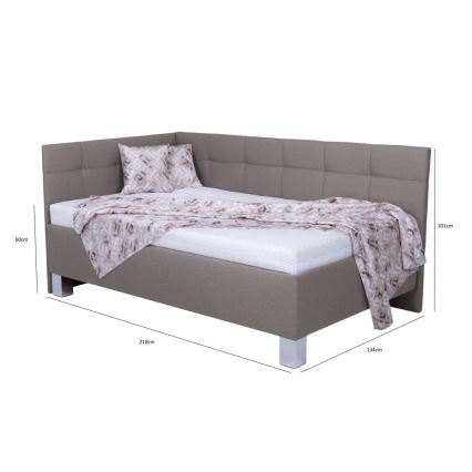 Oblazinjena postelja z vzmetnico in prostorom za shranjevanje MARIA PETITE 120x200 cm taupe