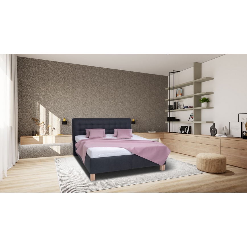 Oblazinjena postelja z vzmetnico in prostorom za shranjevanje VIOLET 180x200 cm antracit
