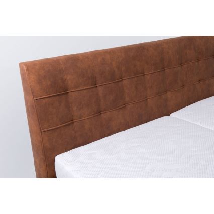 Oblazinjena postelja z vzmetnico in prostorom za shranjevanje VIOLET 180x200 cm cognac rjava