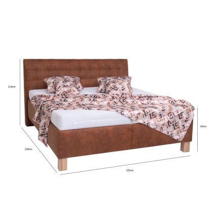 Oblazinjena postelja z vzmetnico in prostorom za shranjevanje VIOLET 180x200 cm cognac rjava