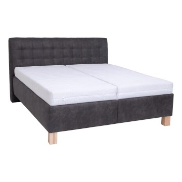 Oblazinjena postelja z vzmetnico in prostorom za shranjevanje VIOLET 180x200 cm temna siva