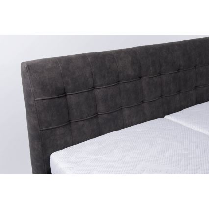 Oblazinjena postelja z vzmetnico in prostorom za shranjevanje VIOLET 180x200 cm temna siva