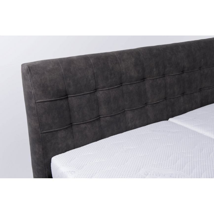 Oblazinjena postelja z vzmetnico in prostorom za shranjevanje VIOLET 180x200 cm temna siva
