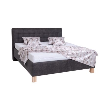 Oblazinjena postelja z vzmetnico in prostorom za shranjevanje VIOLET 180x200 cm temna siva