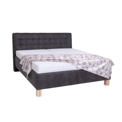 Oblazinjena postelja z vzmetnico in prostorom za shranjevanje VIOLET 180x200 cm temna siva