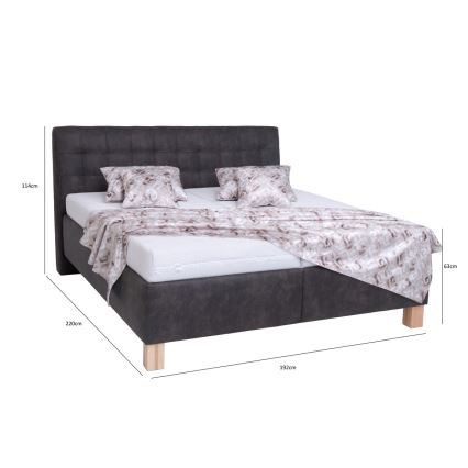 Oblazinjena postelja z vzmetnico in prostorom za shranjevanje VIOLET 180x200 cm temna siva
