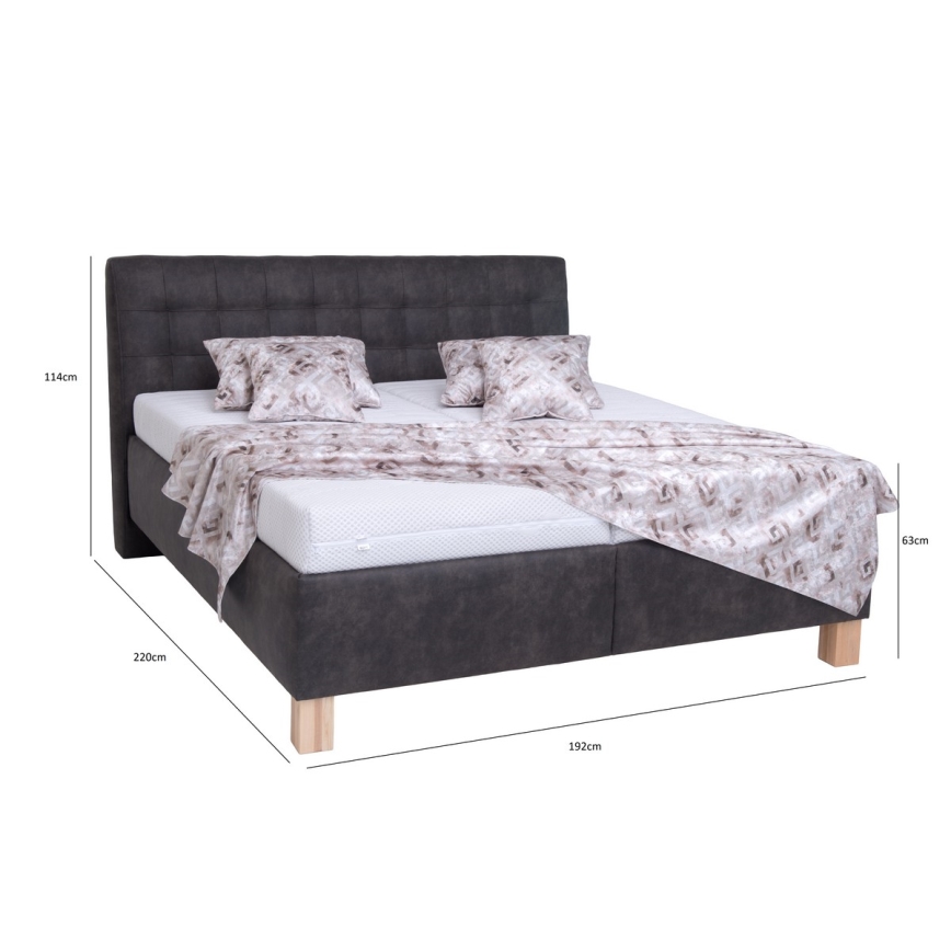 Oblazinjena postelja z vzmetnico in prostorom za shranjevanje VIOLET 180x200 cm temna siva