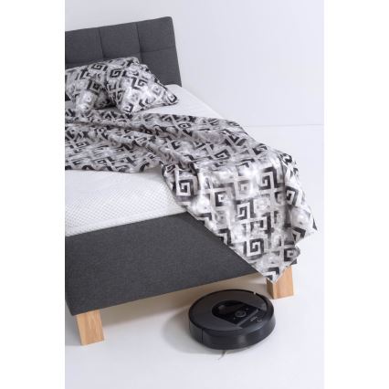 Oblazinjena postelja z vzmetnico in shranjevalnim prostorom MARIA ONE 90x200 cm, siva