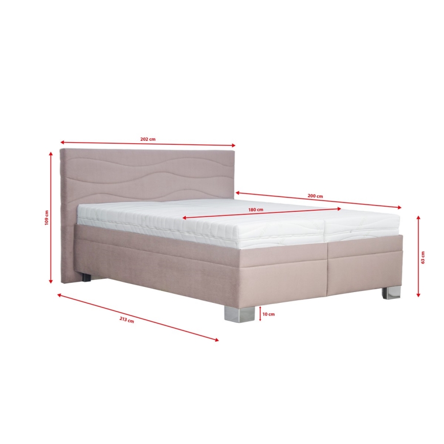 Oblazinjena postelja z vzmetnico WINDSOR 180x200 cm bež