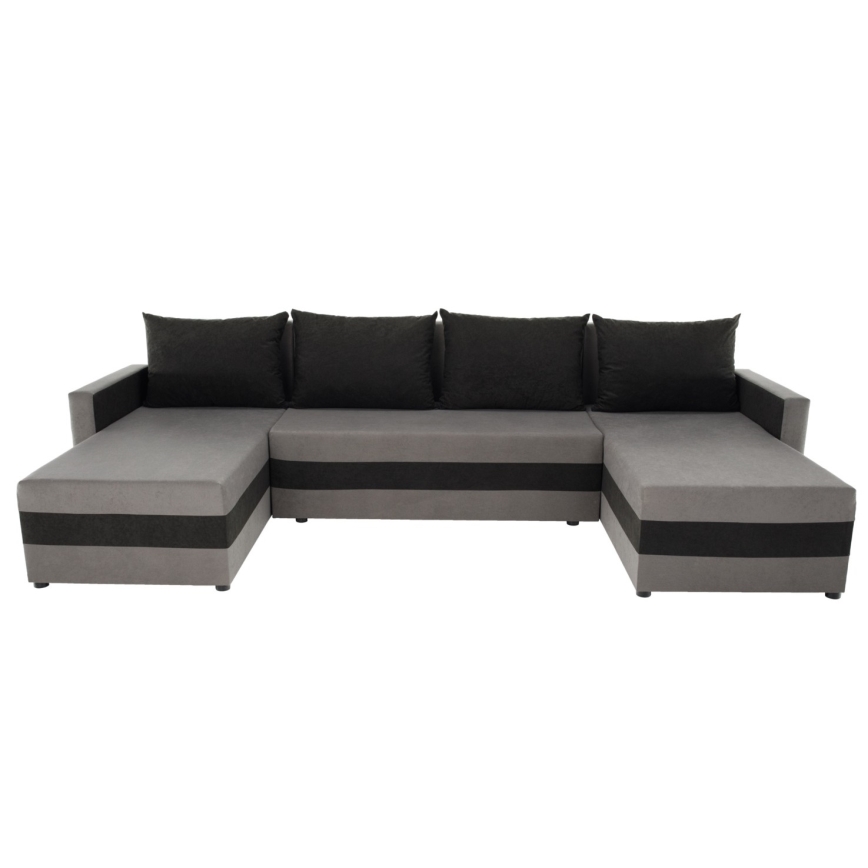 Oblazinjena univerzalna raztegljiva sedežna garnitura v obliki črke U BRISTOL siva/črna