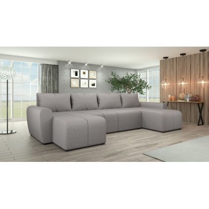 Oblazinjena univerzalna raztegljiva sedežna garnitura v obliki črke U NEWPORT siva