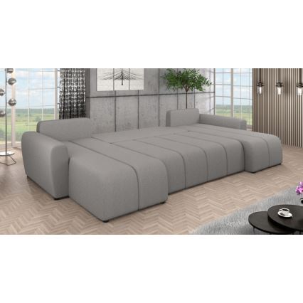 Oblazinjena univerzalna raztegljiva sedežna garnitura v obliki črke U NEWPORT siva