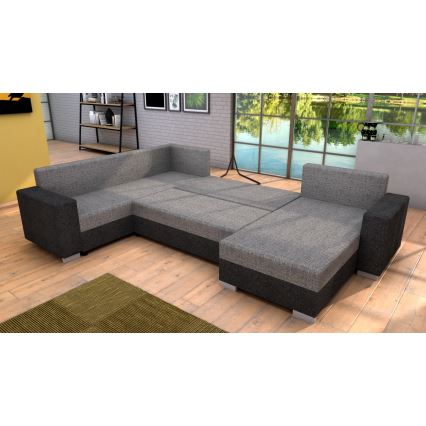 Oblazinjena univerzalna raztegljiva sedežna garnitura v obliki črke U YORK siva/bež/rjava