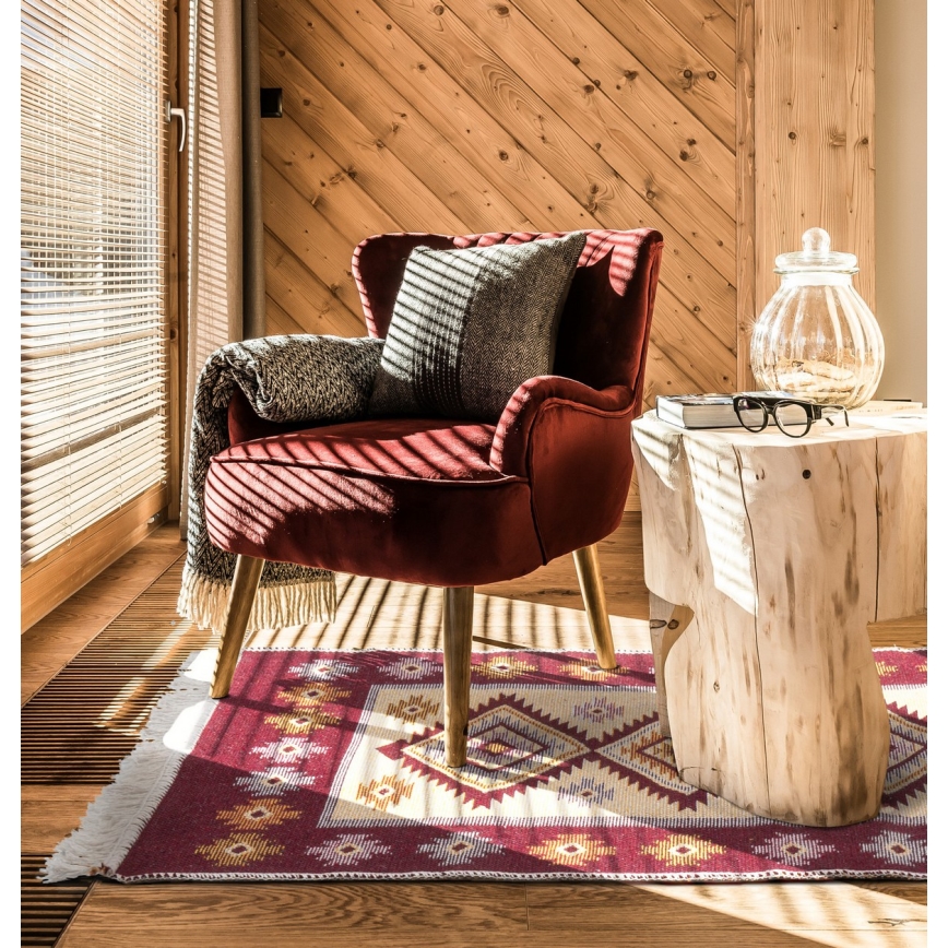 Obojestranska orientalska preproga KILIM 80 x 150 cm, rdeča/bež
