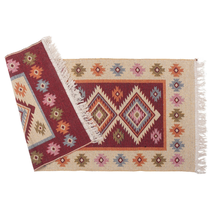 Obojestranska orientalska preproga KILIM 80 x 150 cm, rdeča/bež