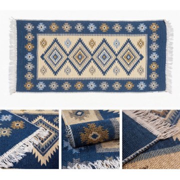 Obojestranska orientalska preproga KILIM 80x150 cm modra/bež