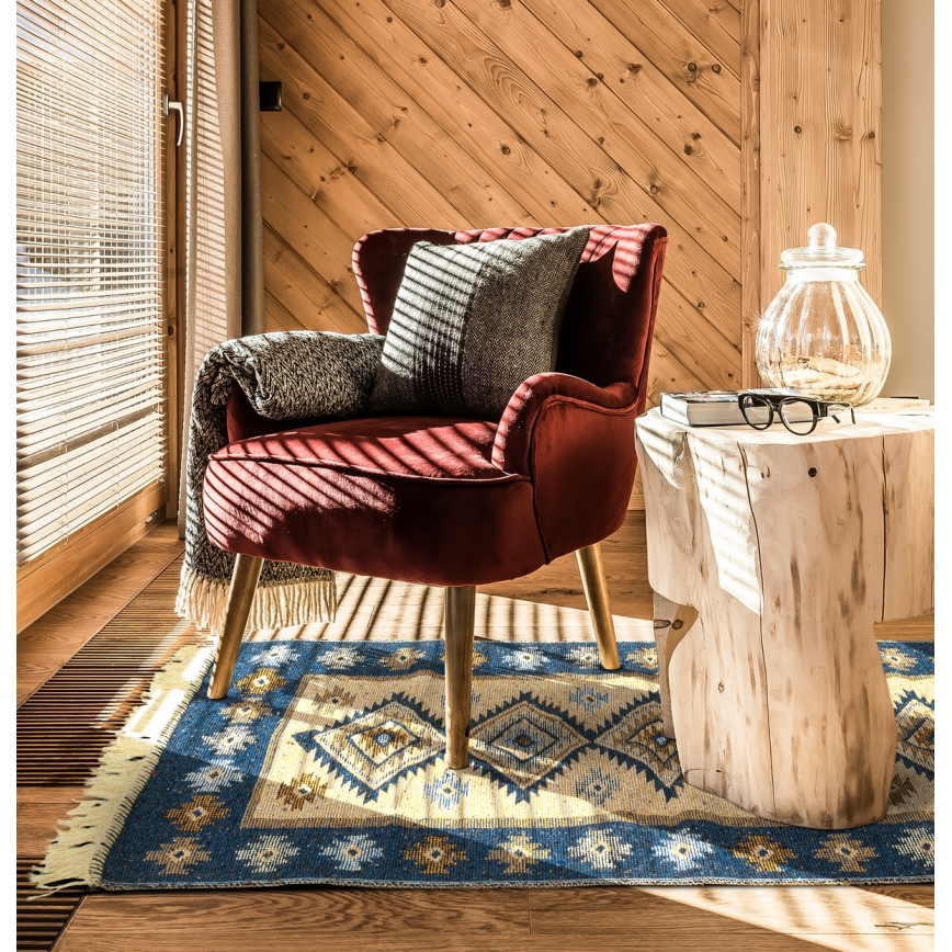 Obojestranska orientalska preproga KILIM 80x150 cm modra/bež