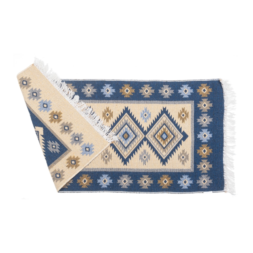 Obojestranska orientalska preproga KILIM 80x150 cm modra/bež