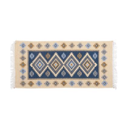 Obojestranska orientalska preproga KILIM 80x150 cm modra/bež