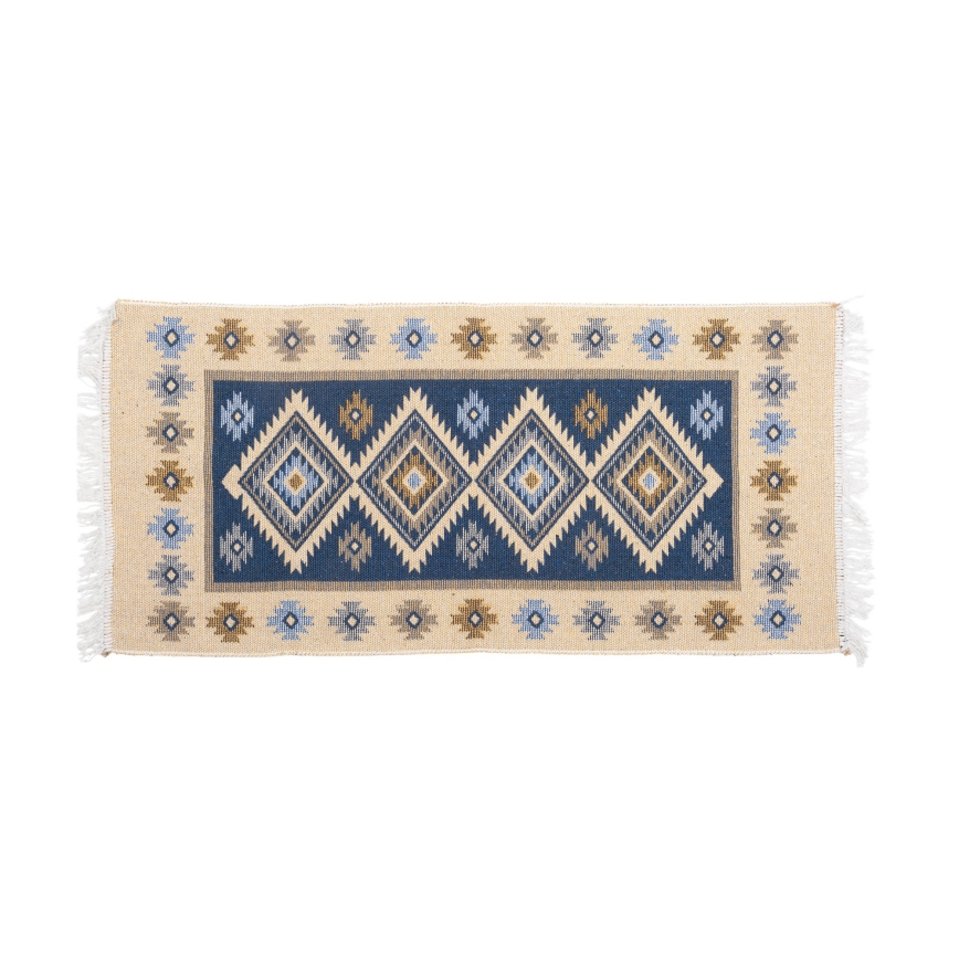 Obojestranska orientalska preproga KILIM 80x150 cm modra/bež
