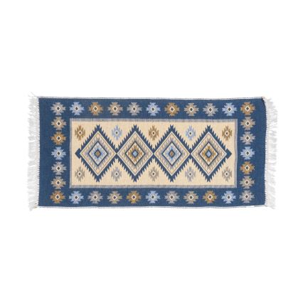 Obojestranska orientalska preproga KILIM 80x150 cm modra/bež