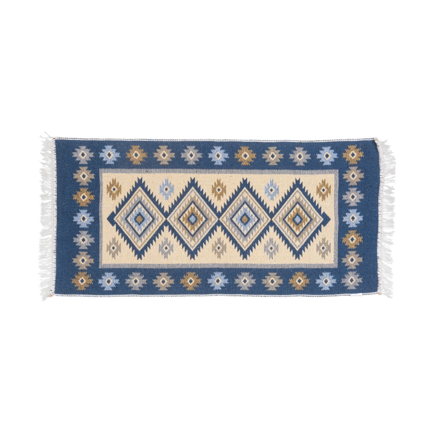 Obojestranska orientalska preproga KILIM 80x150 cm modra/bež