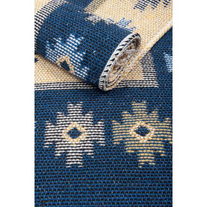 Obojestranska orientalska preproga KILIM 80x150 cm modra/bež