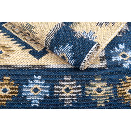 Obojestranska orientalska preproga KILIM 80x150 cm modra/bež
