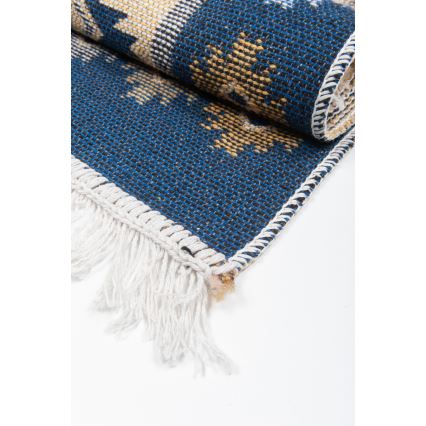Obojestranska orientalska preproga KILIM 80x150 cm modra/bež