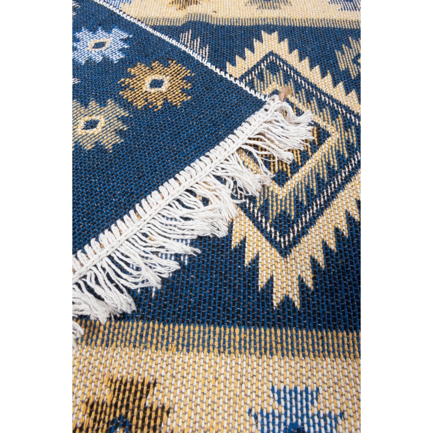 Obojestranska orientalska preproga KILIM 80x150 cm modra/bež