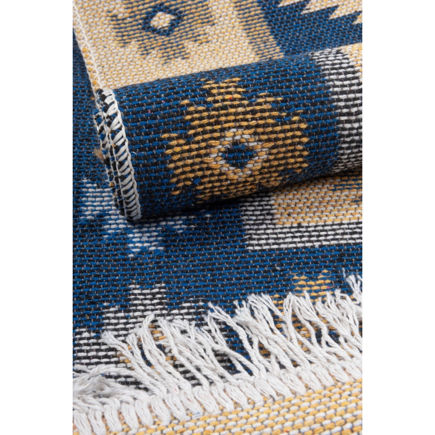 Obojestranska orientalska preproga KILIM 80x150 cm modra/bež