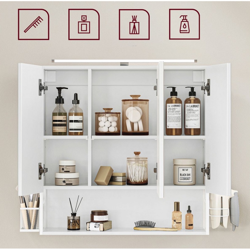 Ogledalna kopalniška omarica SKY bela