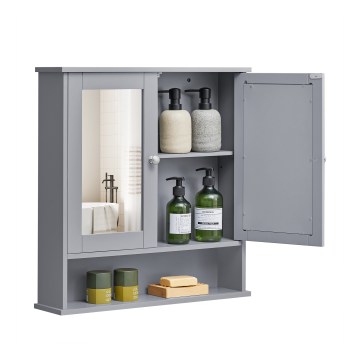 Ogledalna kopalniška omarica ZARA 58,5x56,5 cm siva