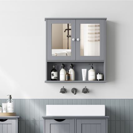 Ogledalna kopalniška omarica ZARA 58,5x56,5 cm siva