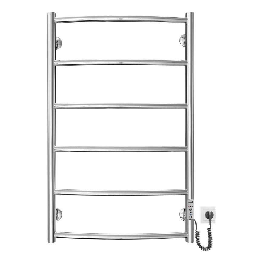Ogrevani nosilec za brisače z lestvijo CLASSIC 100W/230V 81x53cm nerjaveče jeklo/sijajni krom desno