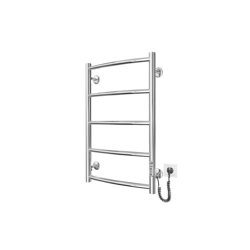 Ogrevani nosilec za brisače z lestvijo CLASSIC 60W/230V 66x43 cm nerjaveče jeklo/sijajni krom desno