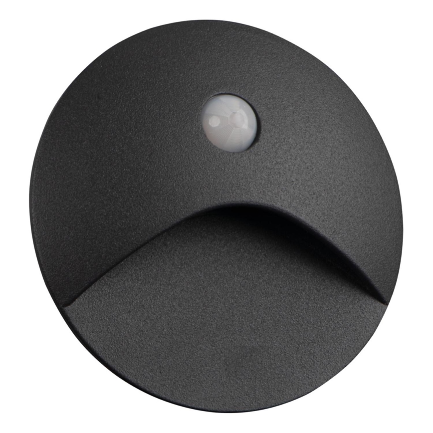 Okrogla LED svetilka za stopnice EXIN s senzorjem gibanja in mraka LED/2,5W/230V 4000K IP65 antracit