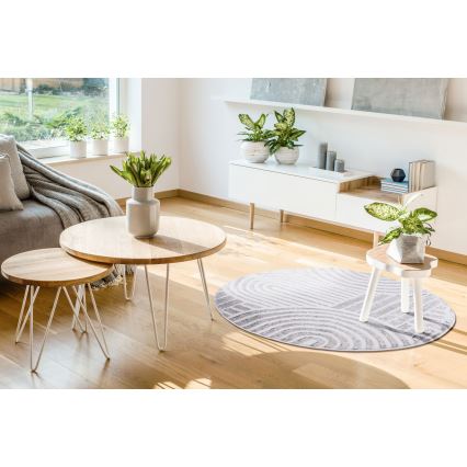 Okrogla preproga SALAMANCA 100 cm siva/bela