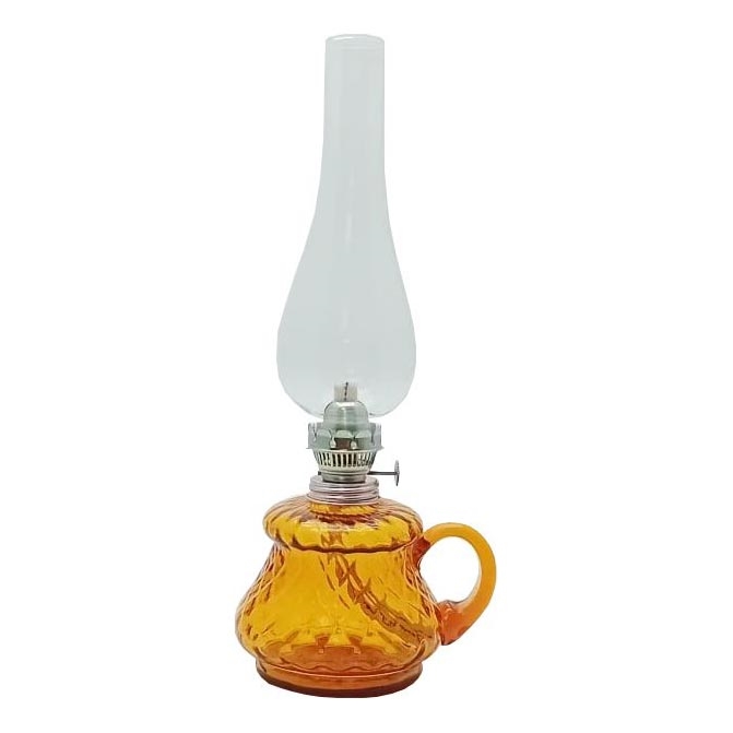 Oljna svetilka TEREZA 34 cm jantar karo