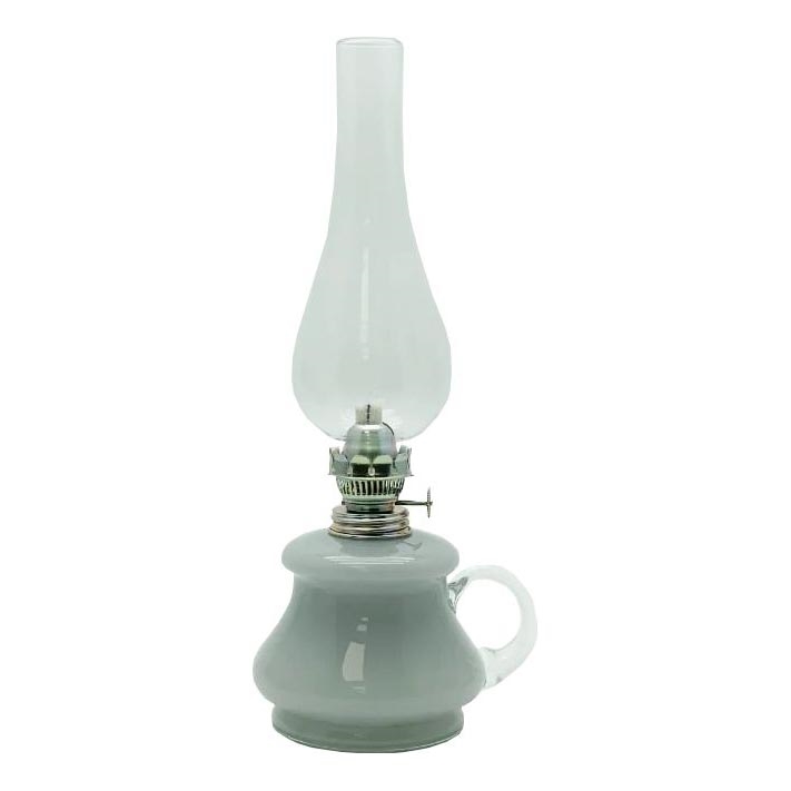 Oljna svetilka TEREZA 34 cm siva opalna