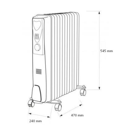 Oljni grelec z 11 rebri 2500W / 230V siv