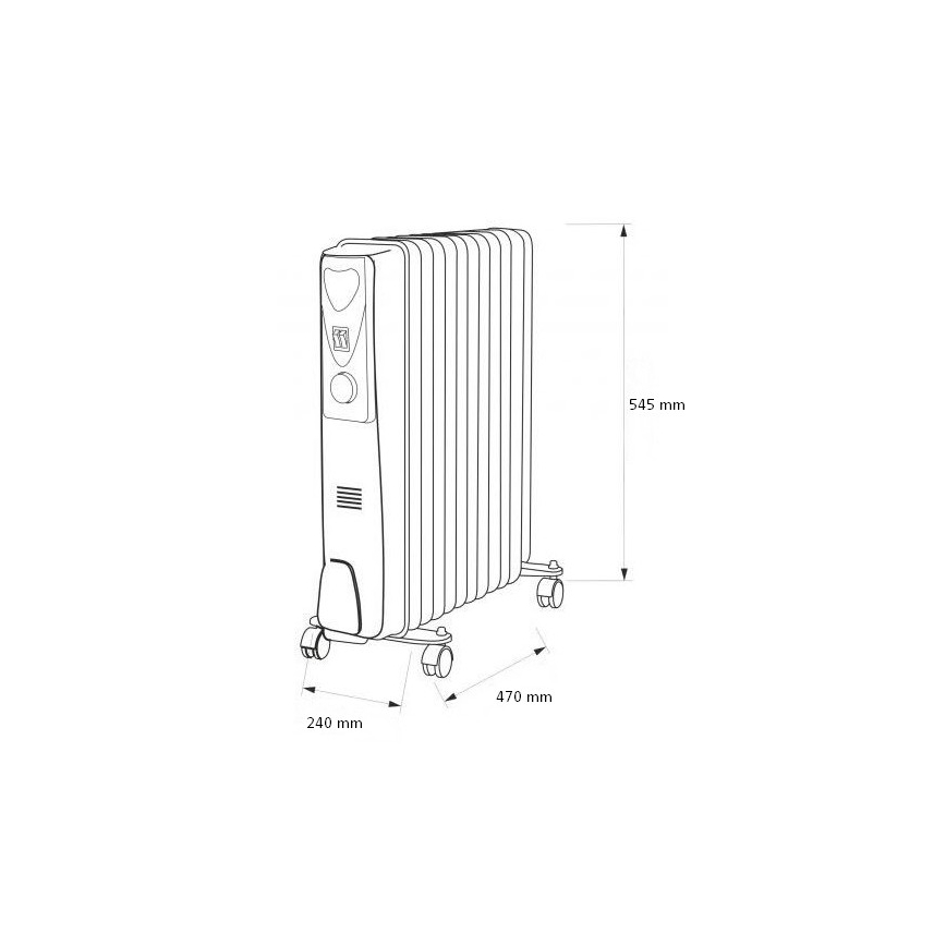 Oljni grelec z 11 rebri 2500W / 230V siv