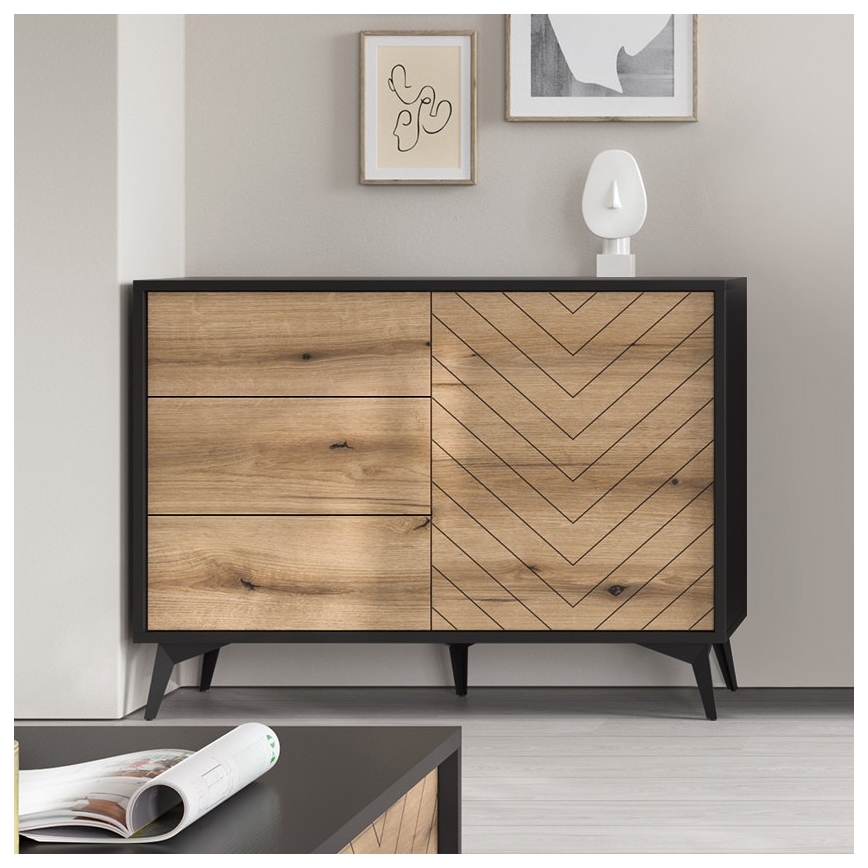 Omara DIAMOND 77x104 cm črna/hrast evoke