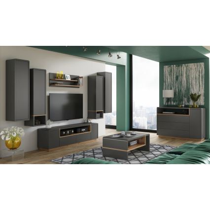 Omara z odprto polico FRED antracit/dub artisan